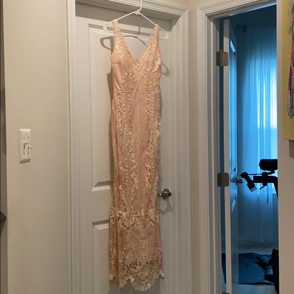 Pink Lace Maxi Dress